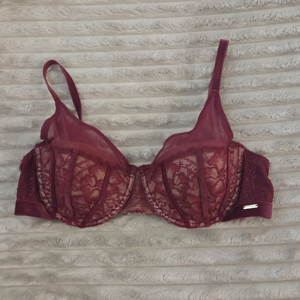 ADORE ME Catieraa Lightly Lined Lace Underwire Bra Dark Red Burgundy 38C